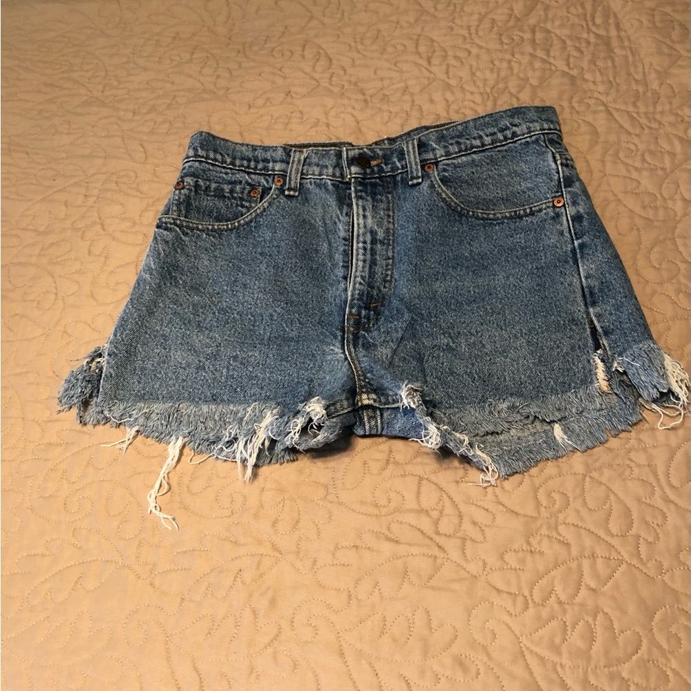 Vintage Levis 505 Denim Shorts Sz 33 Cutoff Frayed Hem distressed unisex red tag